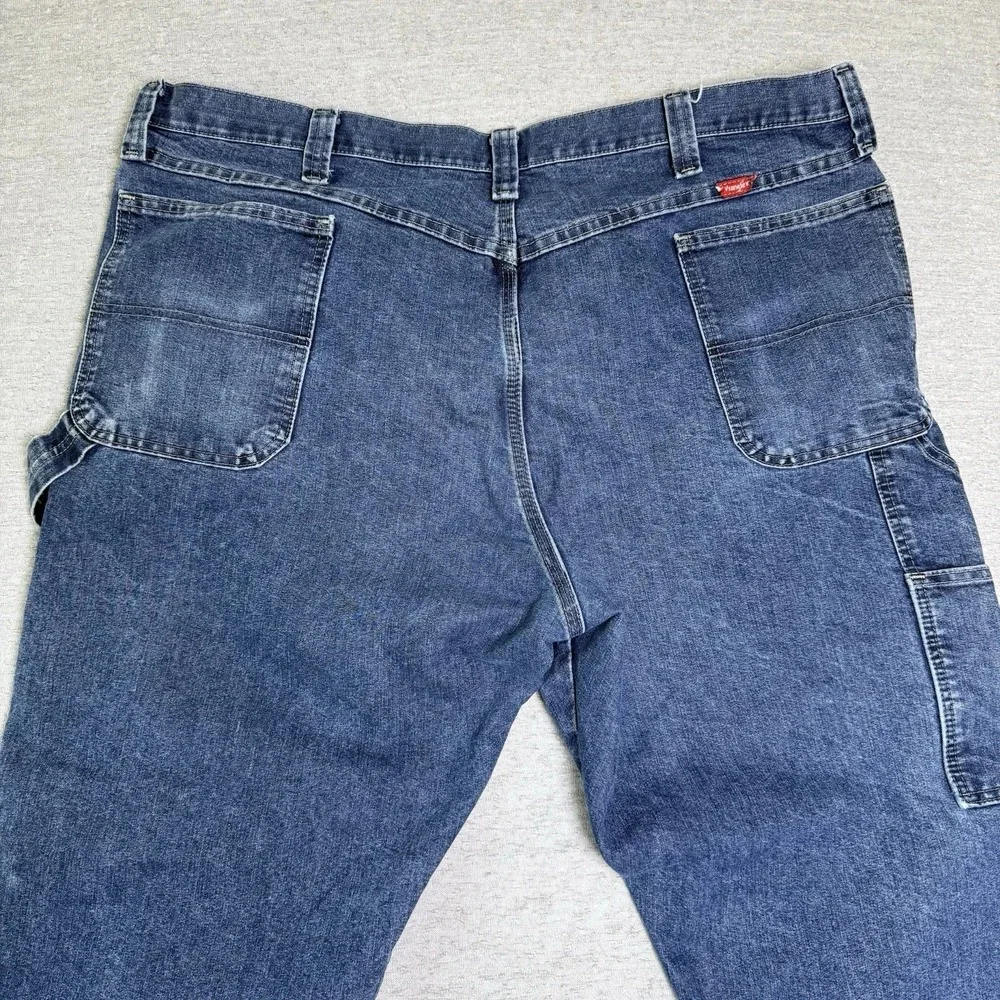 Wrangler Men's Carpenter Jeans 44x32 Blue Utility Work Denim Relaxed Fit